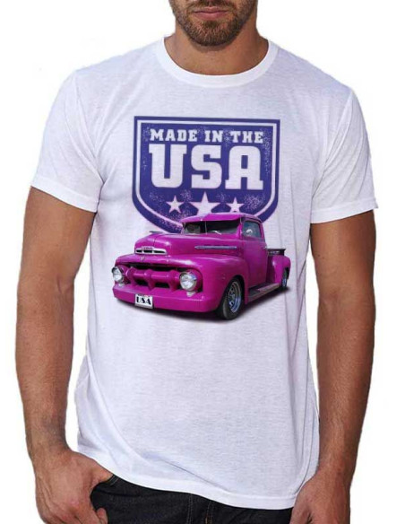 T-shirt blanc Homme Voiture Customisée Ford