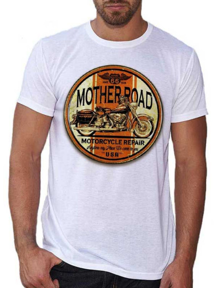 T-shirt Blanc homme - Moto Mother Road