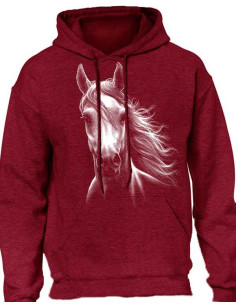 Sweat-shirt capuche pour femme - Cheval blanc. Gris 2