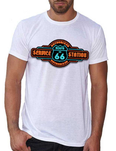 T-shirt Blanc - Station Service Route 66