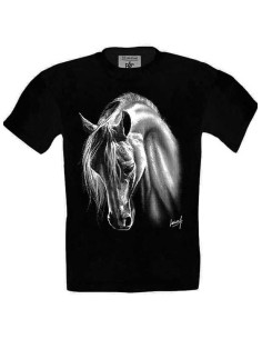 T-shirt enfant Cheval crins blancs. Rose 2