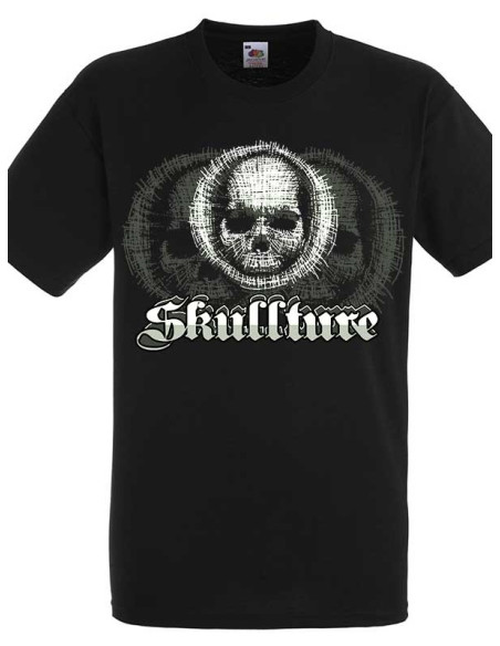 Tee shirt noir homme avec 3 têtes de mort