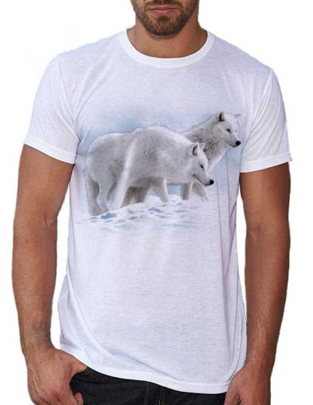 T-shirt blanc homme  avec loups blancs