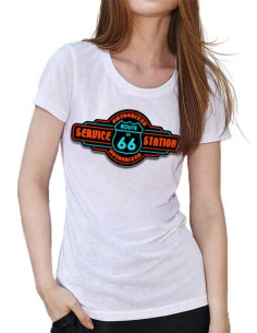 T-shirt blanc- Femme - Service Station rétro