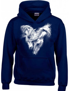 Sweat-shirt gris capuche enfant - Deux chevaux 2