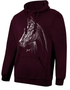Sweat-shirt noir- Mixte. Portrait de cheval. 2