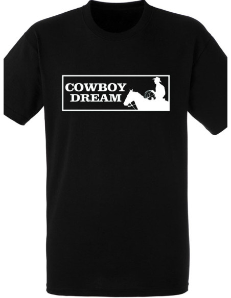 T-shirt noir homme Cowboy Dream - coton décontracté, motif français.
