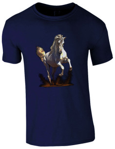 T-shirt noir enfant avec cheval au trot 2