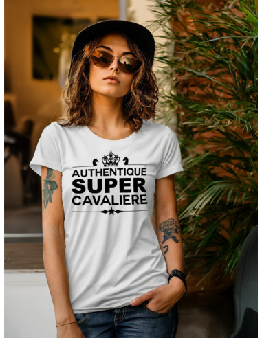 T-shirt blanc femme. Authentique cavalière.