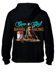 Sweat-shirt noir, zip. Femme. Western Barrel - designer français