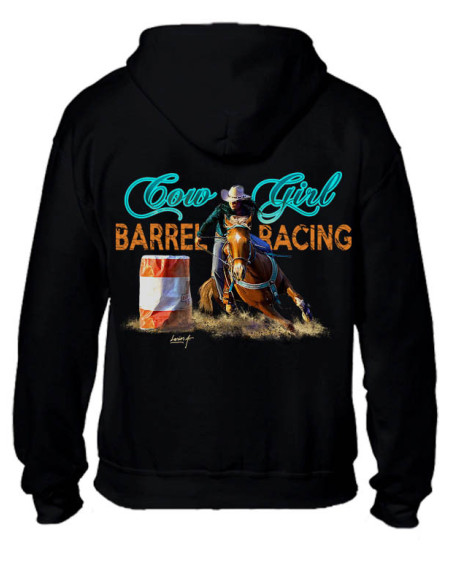 Sweat-shirt noir, zip. Femme. Western Barrel - designer français