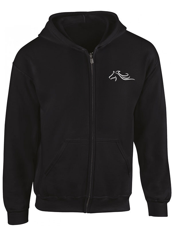 Sweat-shirt capuche avec zip - Cheval Arabe. Devant.