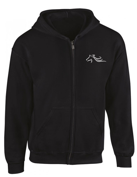 Sweat-shirt capuche avec zip - Cheval Arabe. Devant.