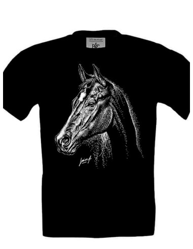 T-shirt noir enfant, portrait d'un cheval