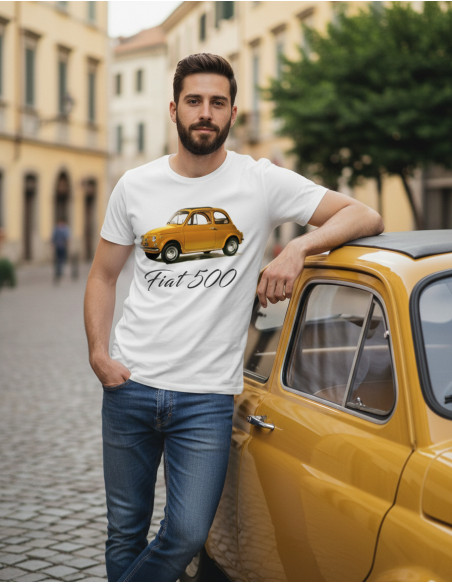 Homme portant un t-shirt Fiat 500