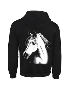 Sweat-shirt enfant, capuche avec zip - Cheval Arabe. Dos