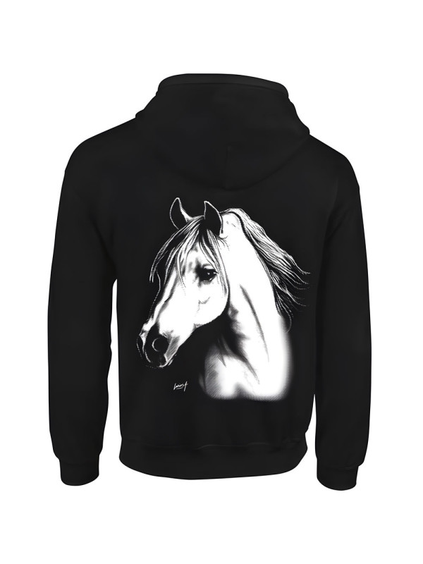 Sweat-shirt enfant, capuche avec zip - Cheval Arabe. Dos