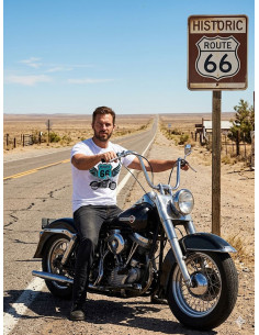 T-shirt Blanc Homme - H.D et Route 66 2