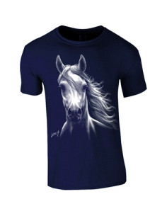 T-shirt enfant Cheval blanc. Turquoise 2