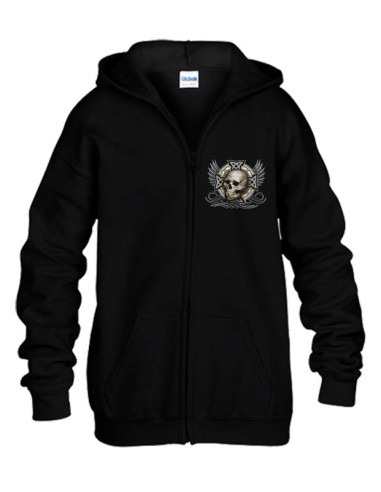 SWEAT-SHIRT NOIR AVEC ZIP - TETE DE MORT CELTIQUE