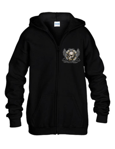 SWEAT-SHIRT NOIR AVEC ZIP - TETE DE MORT CELTIQUE