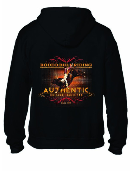 SWEAT-SHIRT NOIR AVEC ZIP - RODEO BULL RIDING