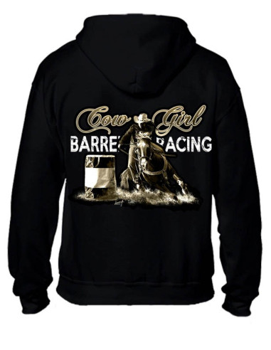 Sweat-shirt noir avec zip  - Western - Barrel