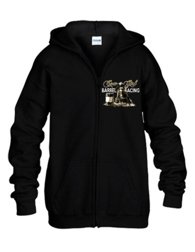 Sweat-shirt noir avec zip  - Western - Barrel