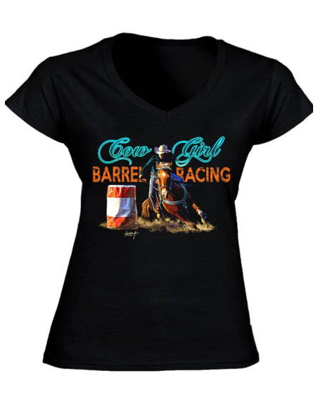 T-shirt noir - Femme - Barrel Racing - Couleur