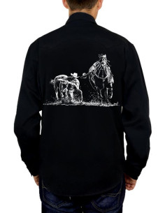 Chemise noire - Homme - Western - Bull Dogging. Dos