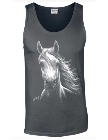 Débardeur gris - Homme - Avec tête de cheval blanc