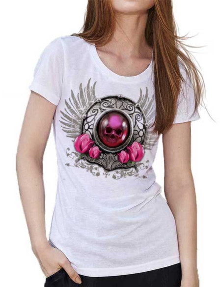 T-shirt blanc - Tête de mort bijoux