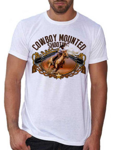 T-shirt blanc - homme - Cowboy - Tir à cheval