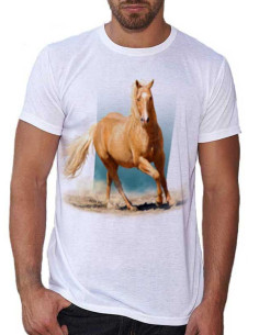 T-shirt blanc - homme - Quarter horse - Palomino