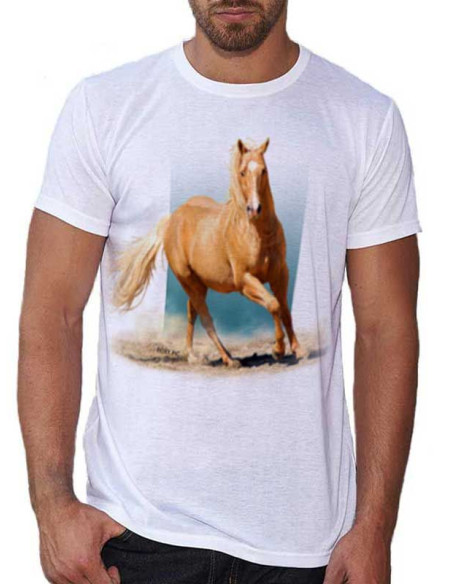 T-shirt blanc - homme - Quarter horse - Palomino